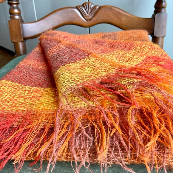 Vintage wool mohair Scottish plaid Heather Weave afghan throw blanket shawl - Picture 7 of 12